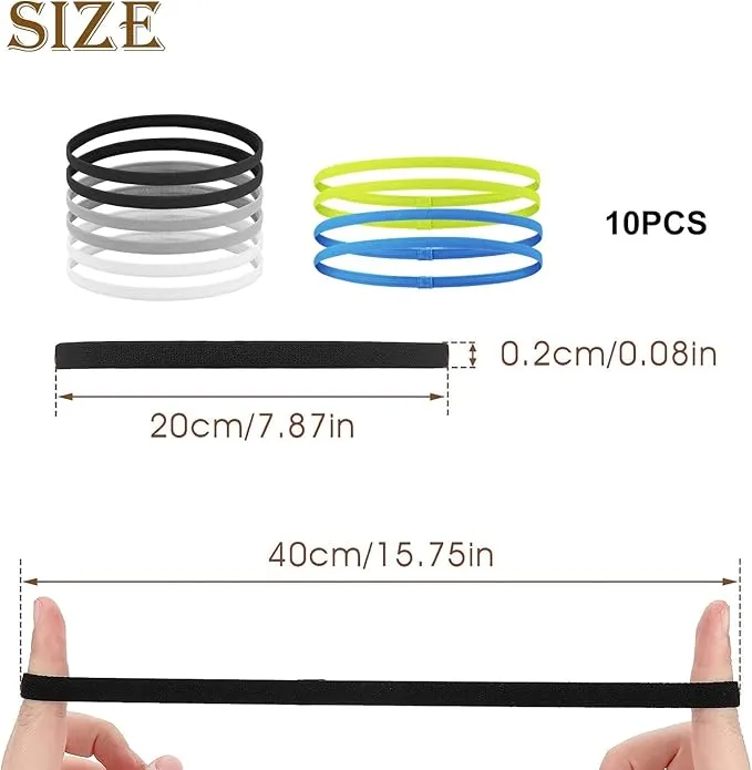 10 Pcs Boys Headband for Kids, Sports ,Men Women Elastic Sports Hairbands Non Slip Thin Headbands(Multicolour)