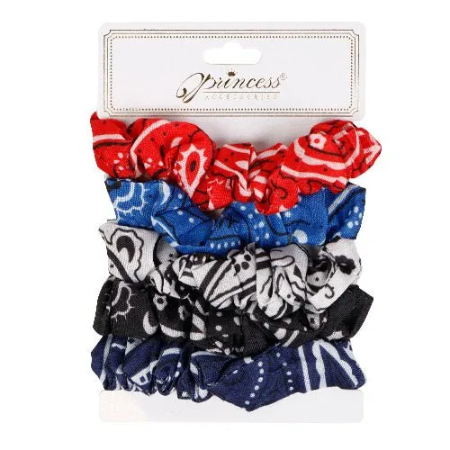 Bandana Hair Scrunchies Bobbles Soft Hair Ties Ropes 5pcs