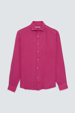 basic linen shirt fuxia gin