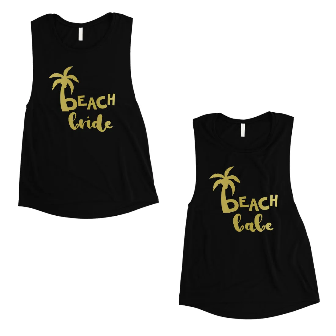 Beach Bride Babe Palm Tree-GOLD Womens Muscle Tank Top Amazing Gift