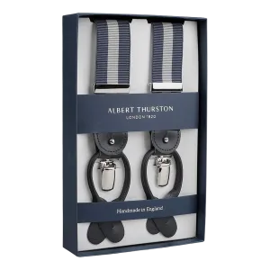 Blue Grey Striped Nylon 35 mm Braces