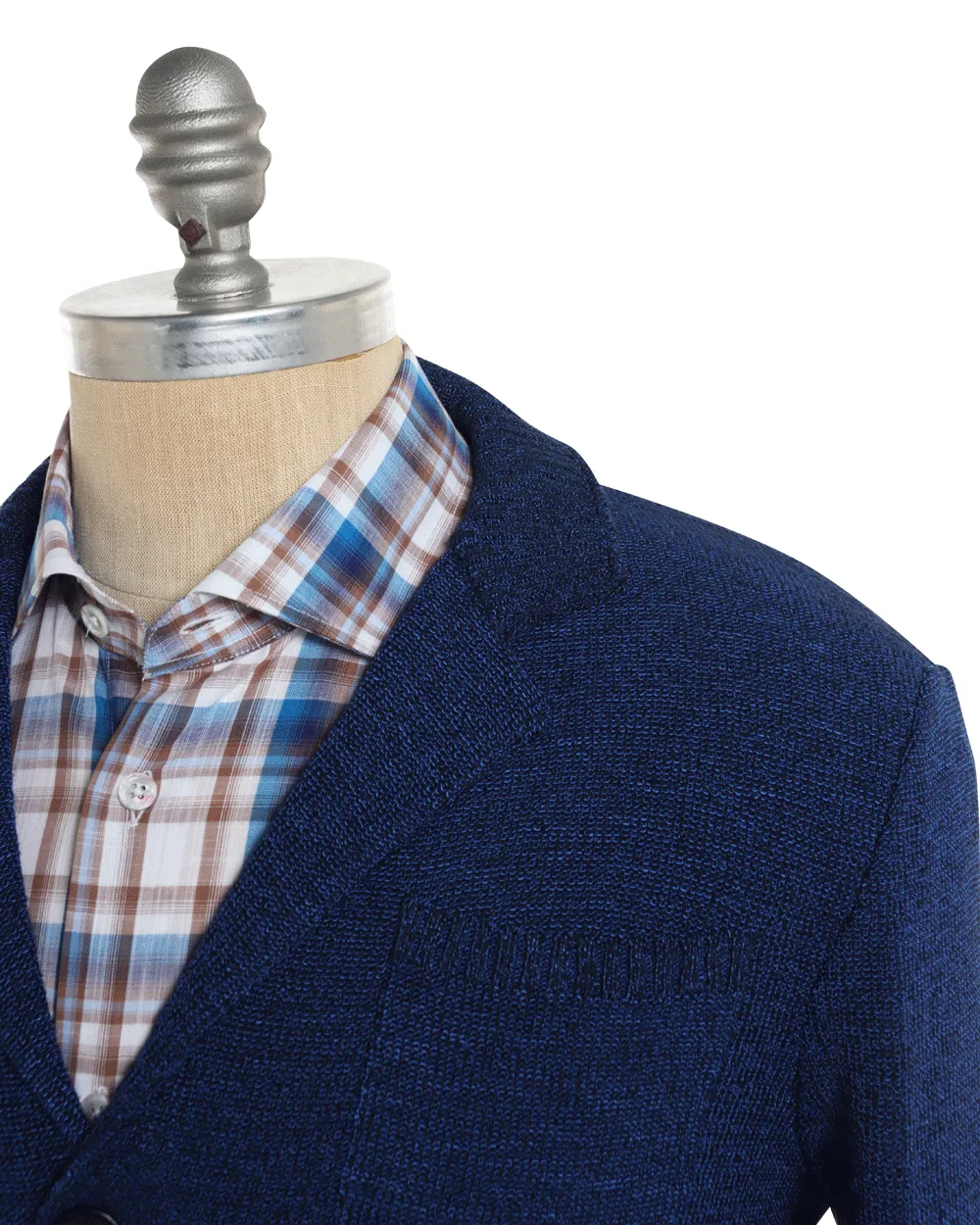 Blue Mix Cotton Blend Sweater Jacket