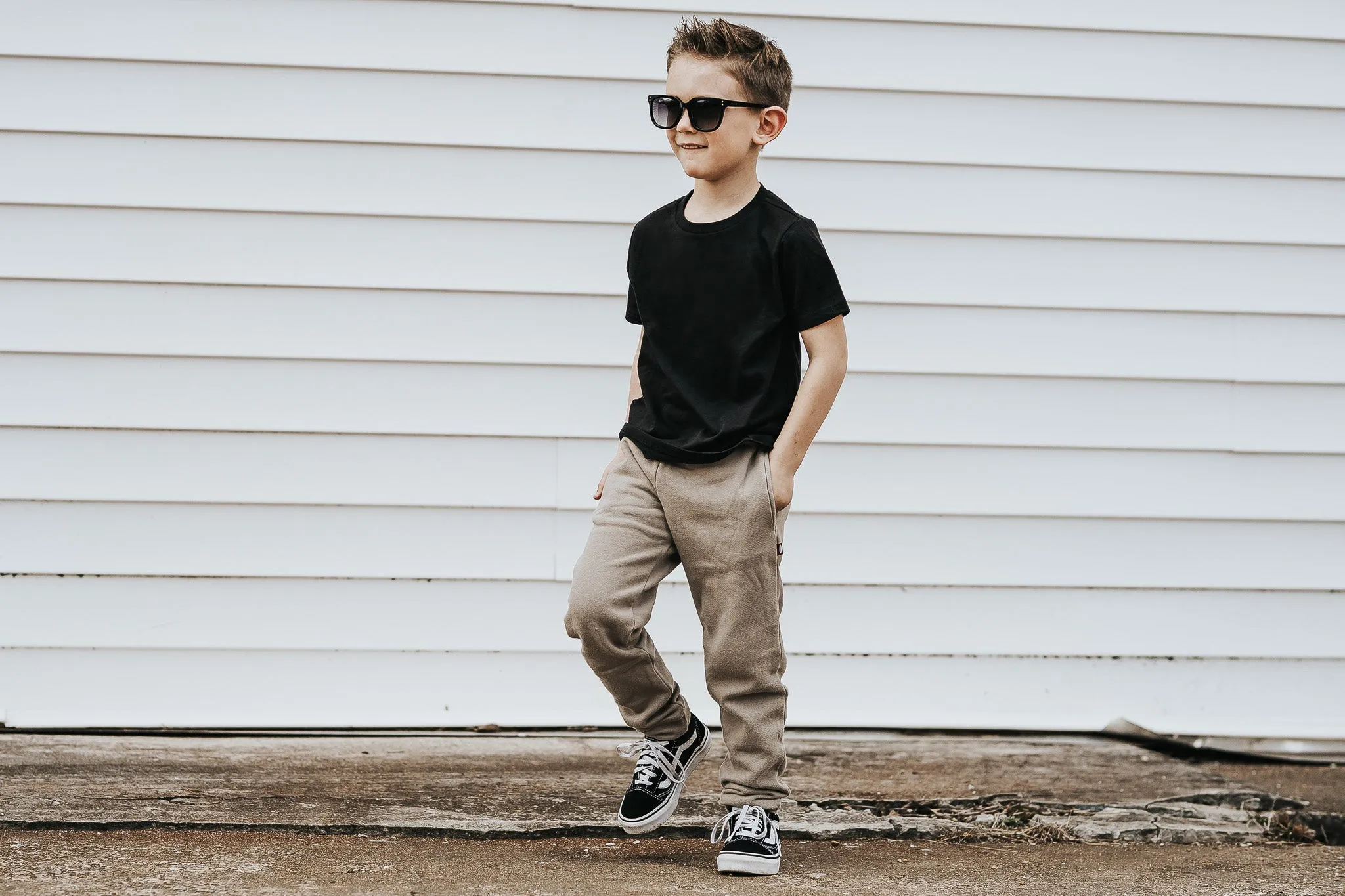 Boys Soft Organic Cotton Jersey Short Sleeve Crew Tee | Black