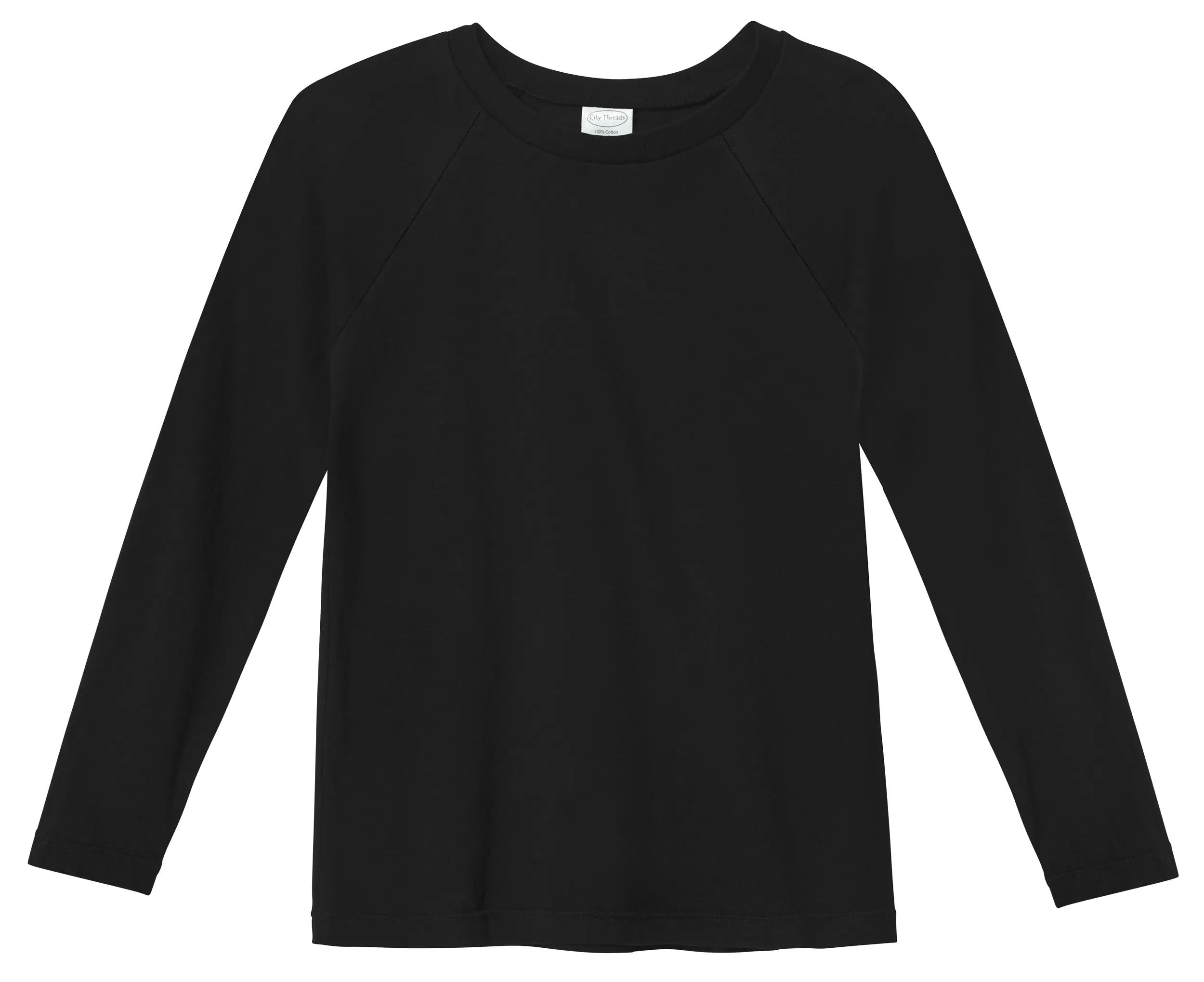 Boys Super-Soft 100% Organic Cotton Raglan Long Sleeve Tee | Black