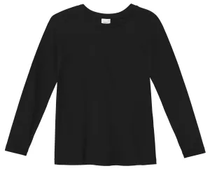 Boys Super-Soft 100% Organic Cotton Raglan Long Sleeve Tee | Black