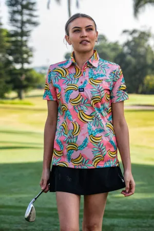 CA Ladies Funky Golf Shirt | Coral Bananas