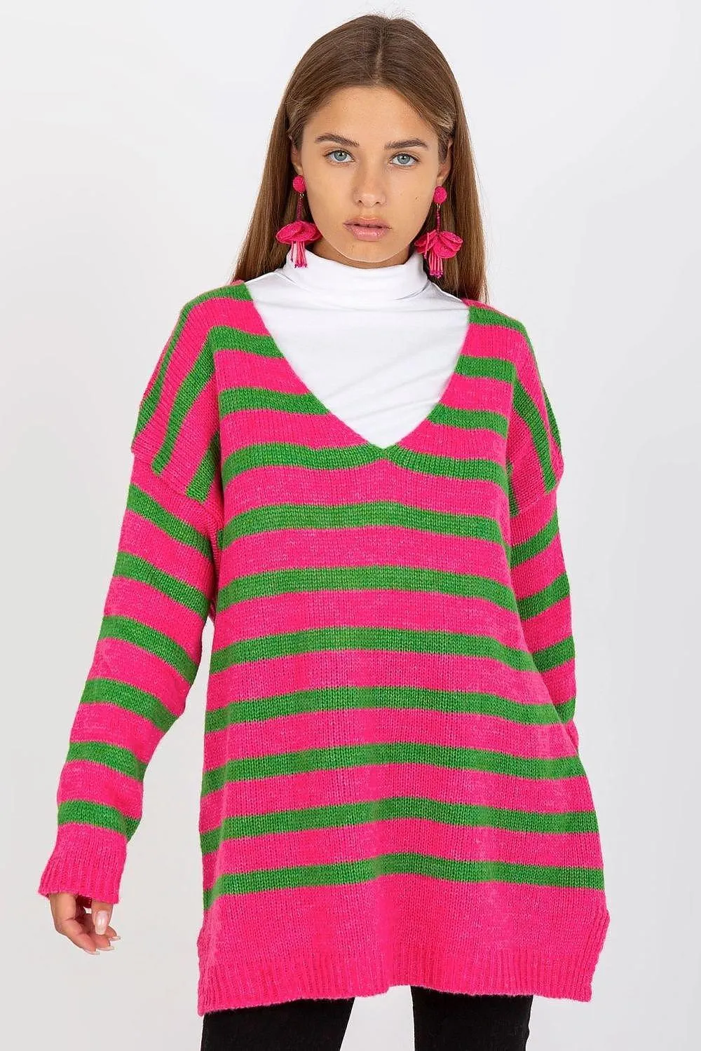 Chic Striped V-Neck Sweater for Women