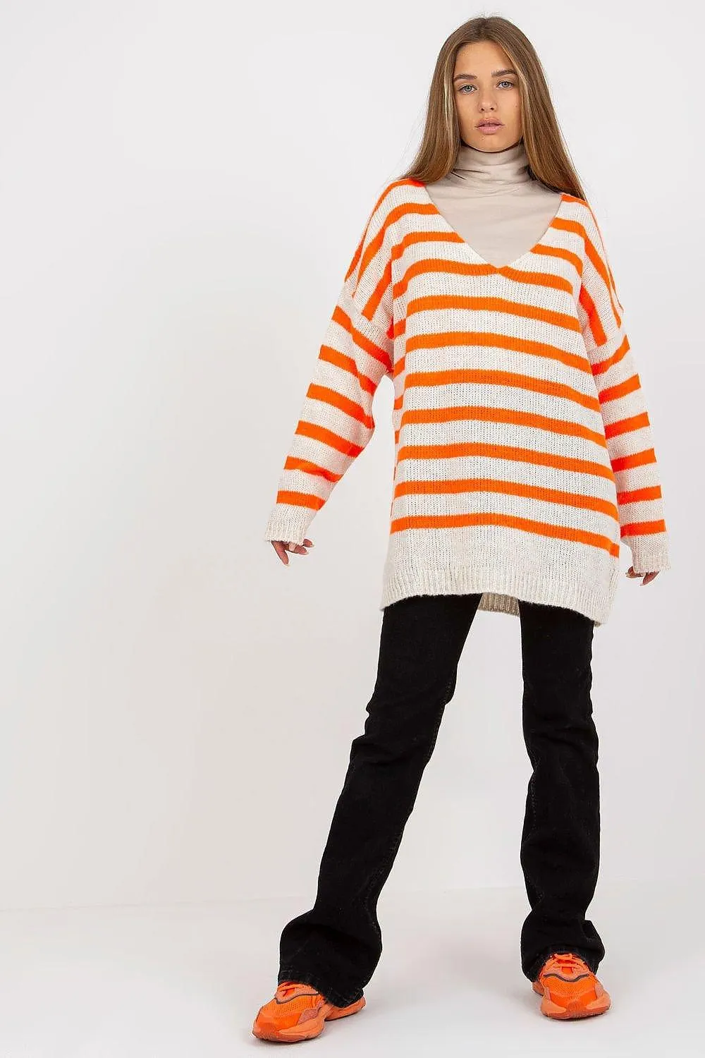 Chic Striped V-Neck Sweater for Women