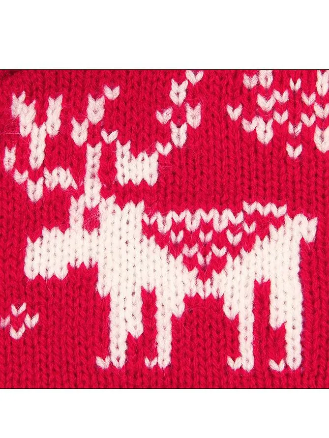 Christmas Tree Elk Crochet Hooded Cardigan Xmas Knitted Coat