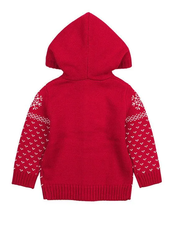 Christmas Tree Elk Crochet Hooded Cardigan Xmas Knitted Coat