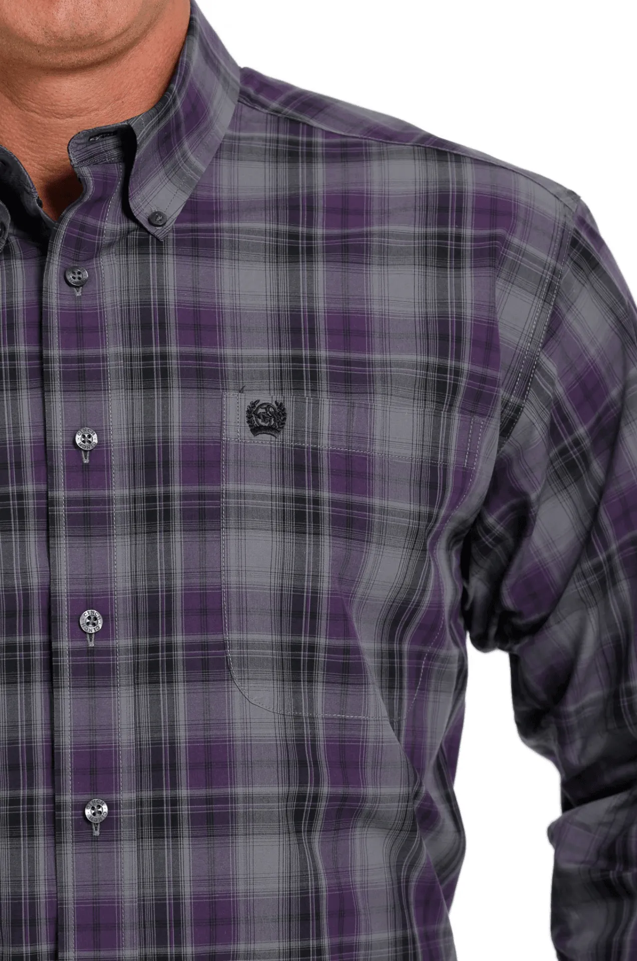 Cinch Men's Purple Plaid Button Long Sleeve Western Shirt MTW1105642