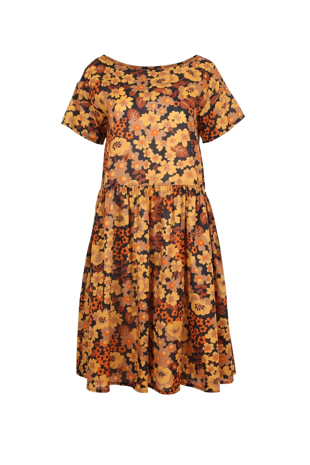 Dilon Drop Waist Dress Tangerine in Cotton