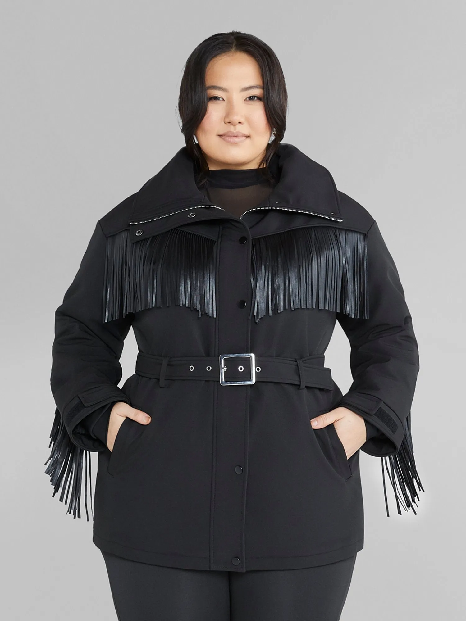 Fashion To Figure - Jaina Fringe Ski Jacket