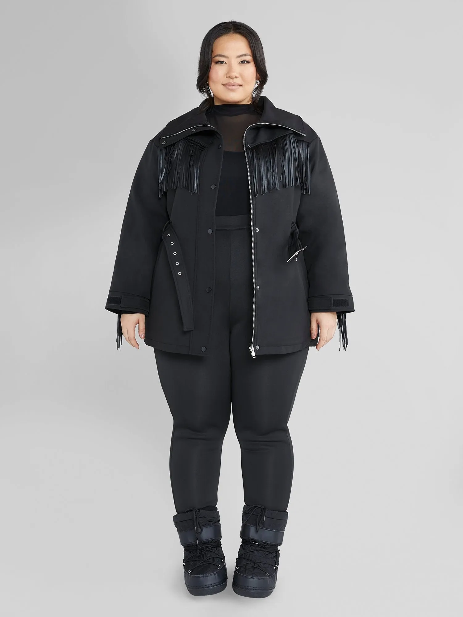 Fashion To Figure - Jaina Fringe Ski Jacket