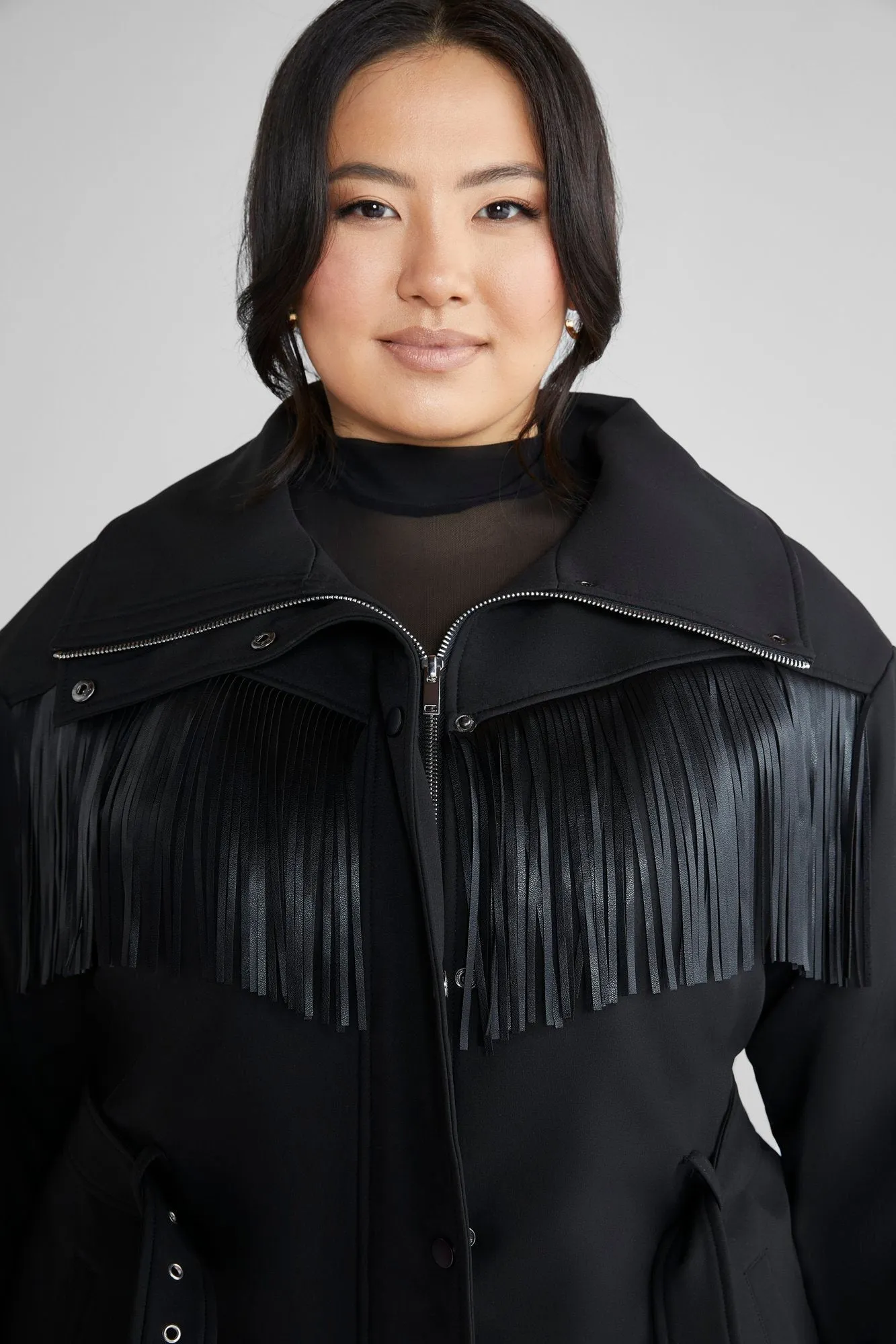 Fashion To Figure - Jaina Fringe Ski Jacket