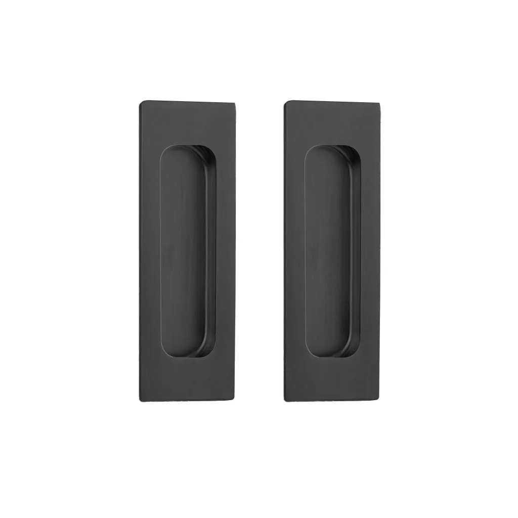 Four Pairs of Chester 120mm Sliding Door Oblong Flush Pulls - Matt Black Finish