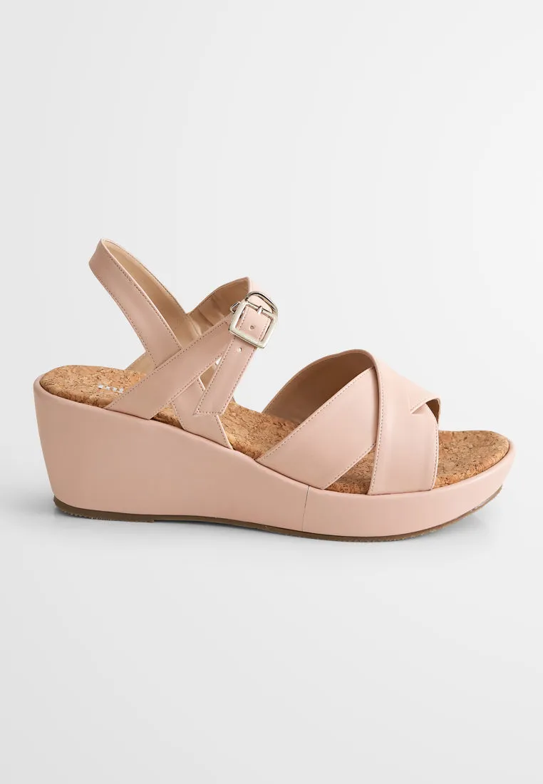 Freya Ankle Strap Cork Base Wedge Heels