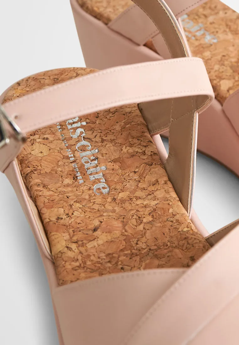 Freya Ankle Strap Cork Base Wedge Heels