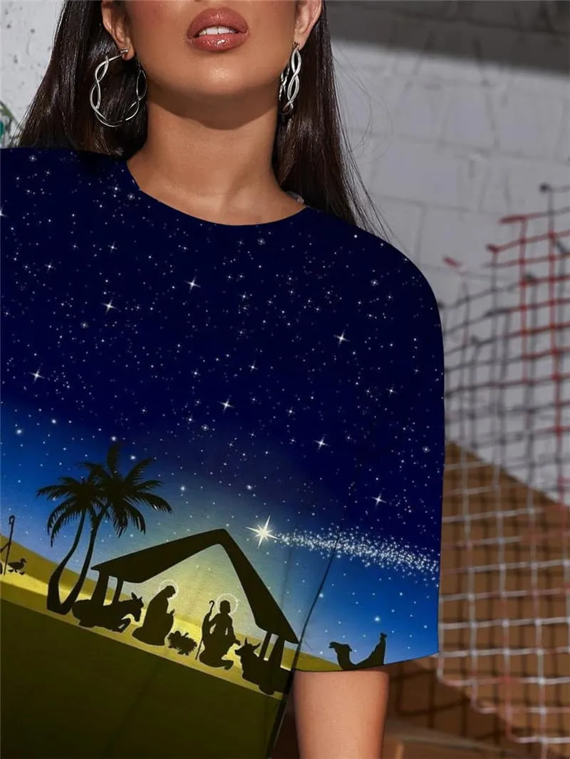 Galaxy T Shirt Women Christian T-shirts 3d Animal Funny T shirts Coconut Tree Summer