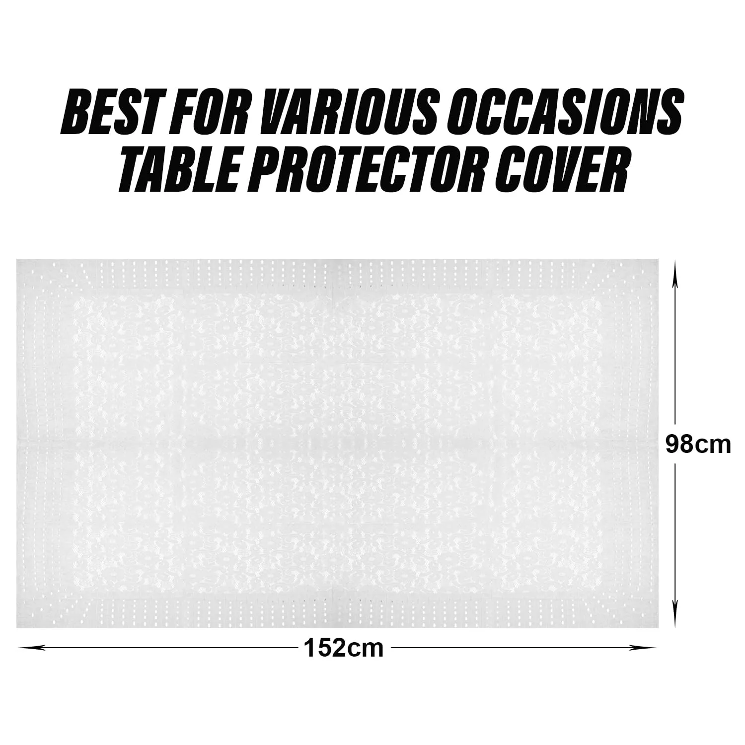 Heart Home Center Table Cover | Shinning Net Cashew Design Table Cover | Luxurious Table Protector Cover for Home Decor | 40x60 Inch | White