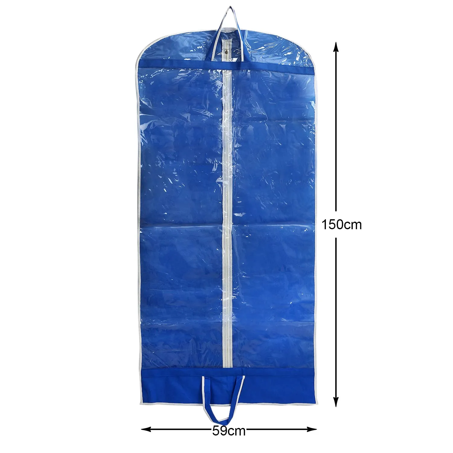 Heart Home Non Woven Foldable Long Tranasparent Garment Cover For for Sherwani, Coat, Kurti & More With Zipper- Pack of 12 (Blue)-47HH01273