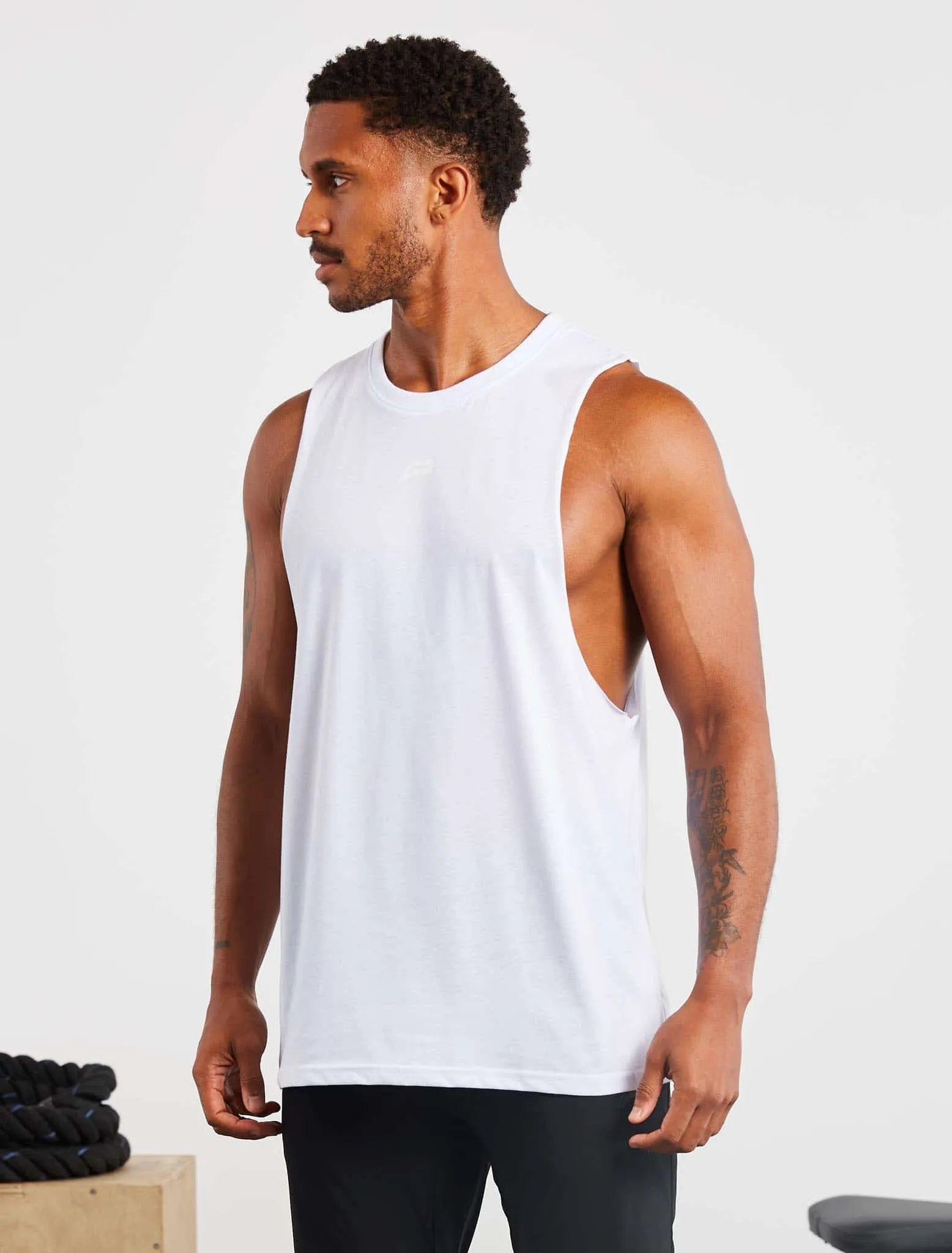 Icon Drop Arm Tank - White