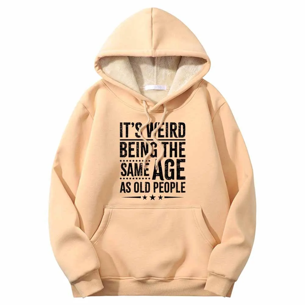 It's Weird Being Letters Crew Collar Fleece Sherpa Hoodie