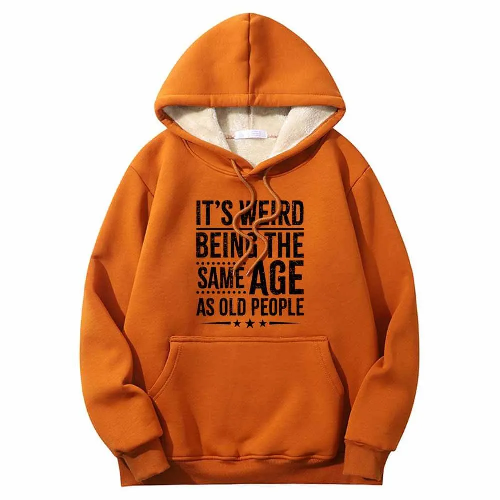 It's Weird Being Letters Crew Collar Fleece Sherpa Hoodie