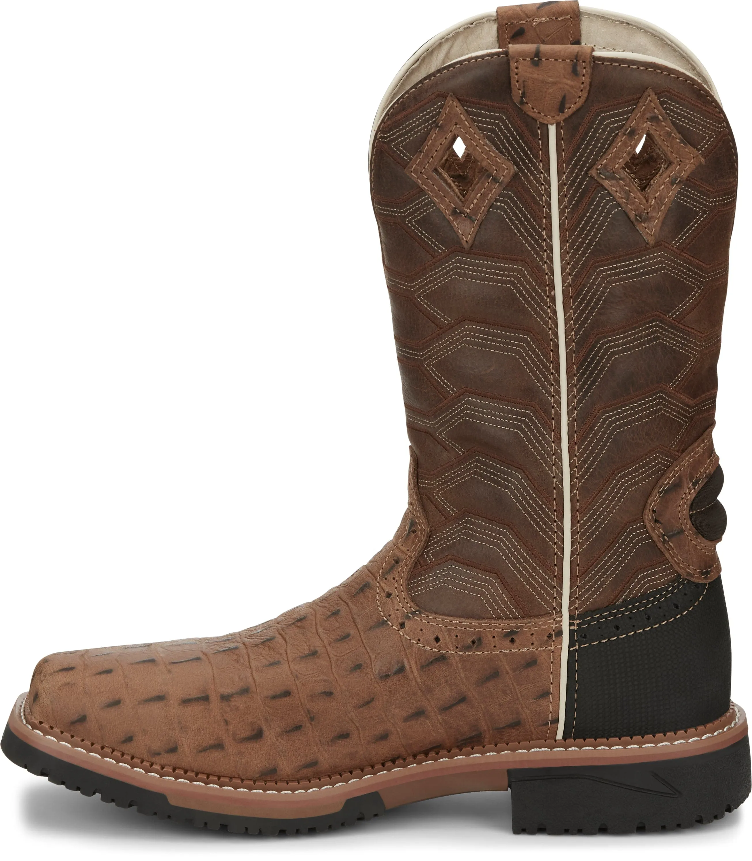 Justin Men’s Hybred Derrickman Caramel Croc Print Comp Toe Work Boots SE4839