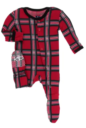 KicKee Pants Christmas Plaid 2019 Footie with Snaps