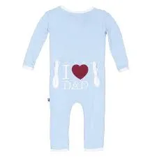 KicKee Pants Holiday Fitted Applique Coverall - Pond "I Love Dad"