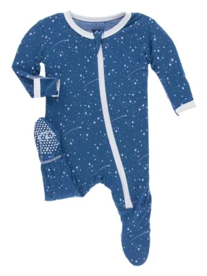 KicKee Pants Print Footie With Zipper Twilight Starry Sky