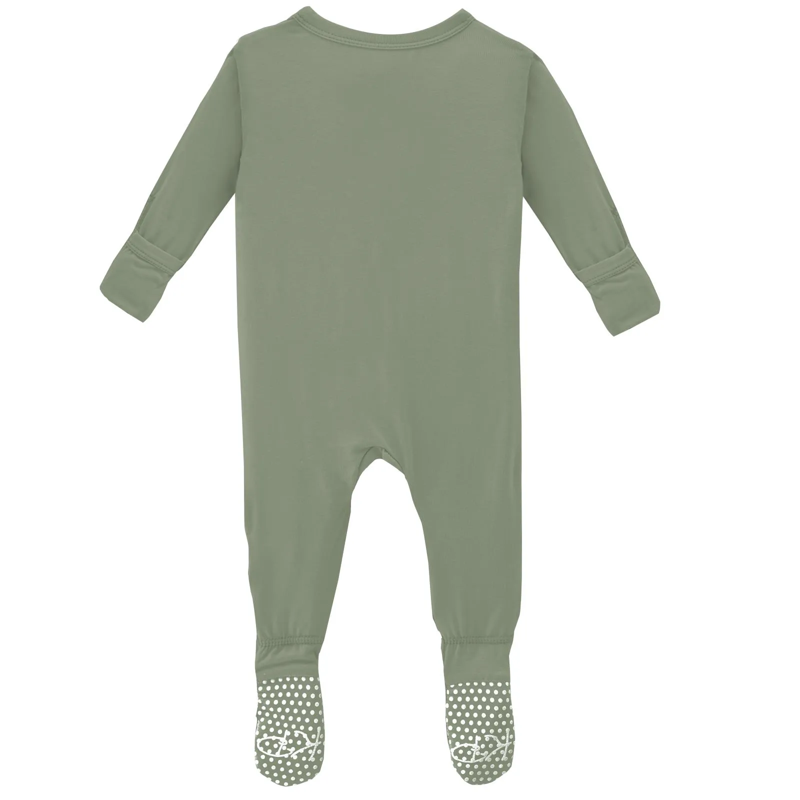 KicKee Pants Solid Silver Sage Footie with Zipper