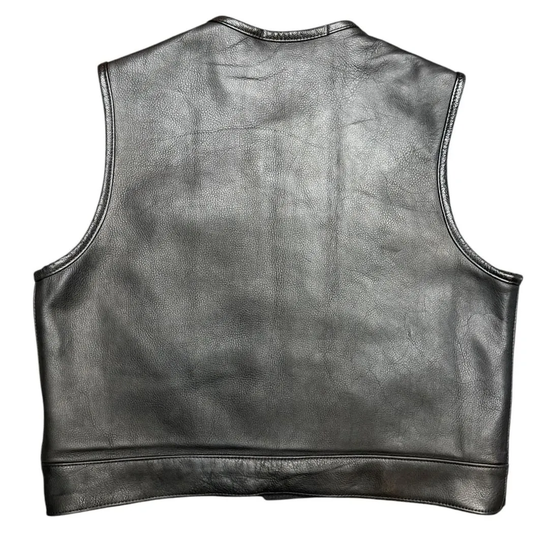 Legendary 'Lowlife Z' Black Cropped Leather Club Style Motorcycle Vest