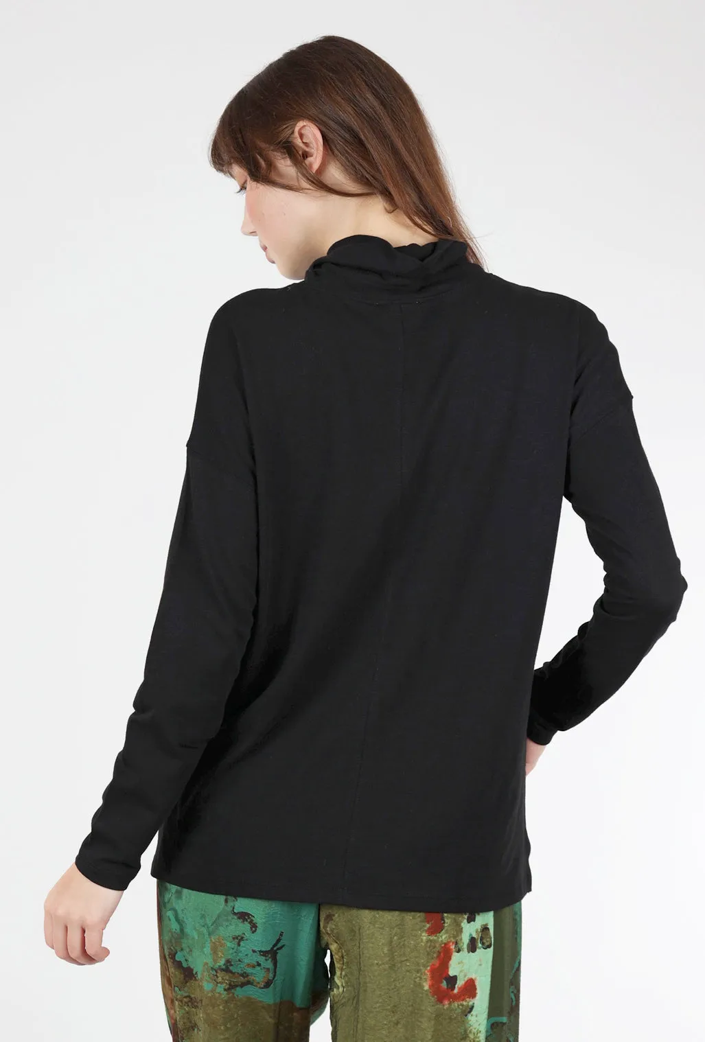 L/S Easy Mock Neck, Black