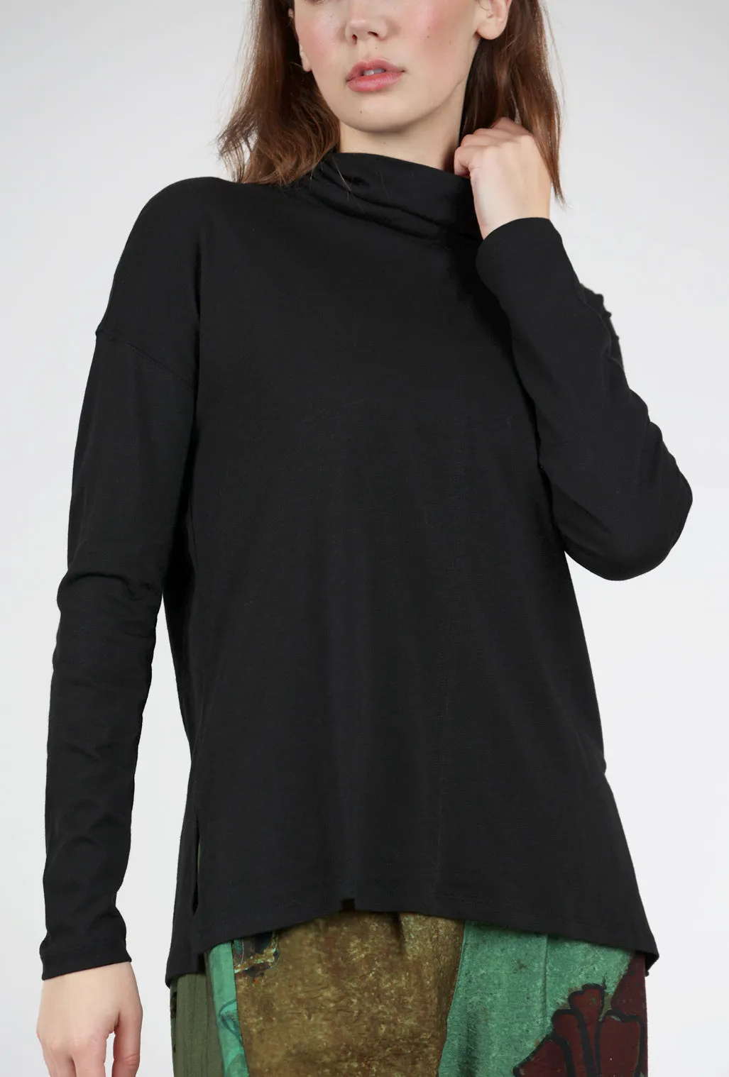 L/S Easy Mock Neck, Black