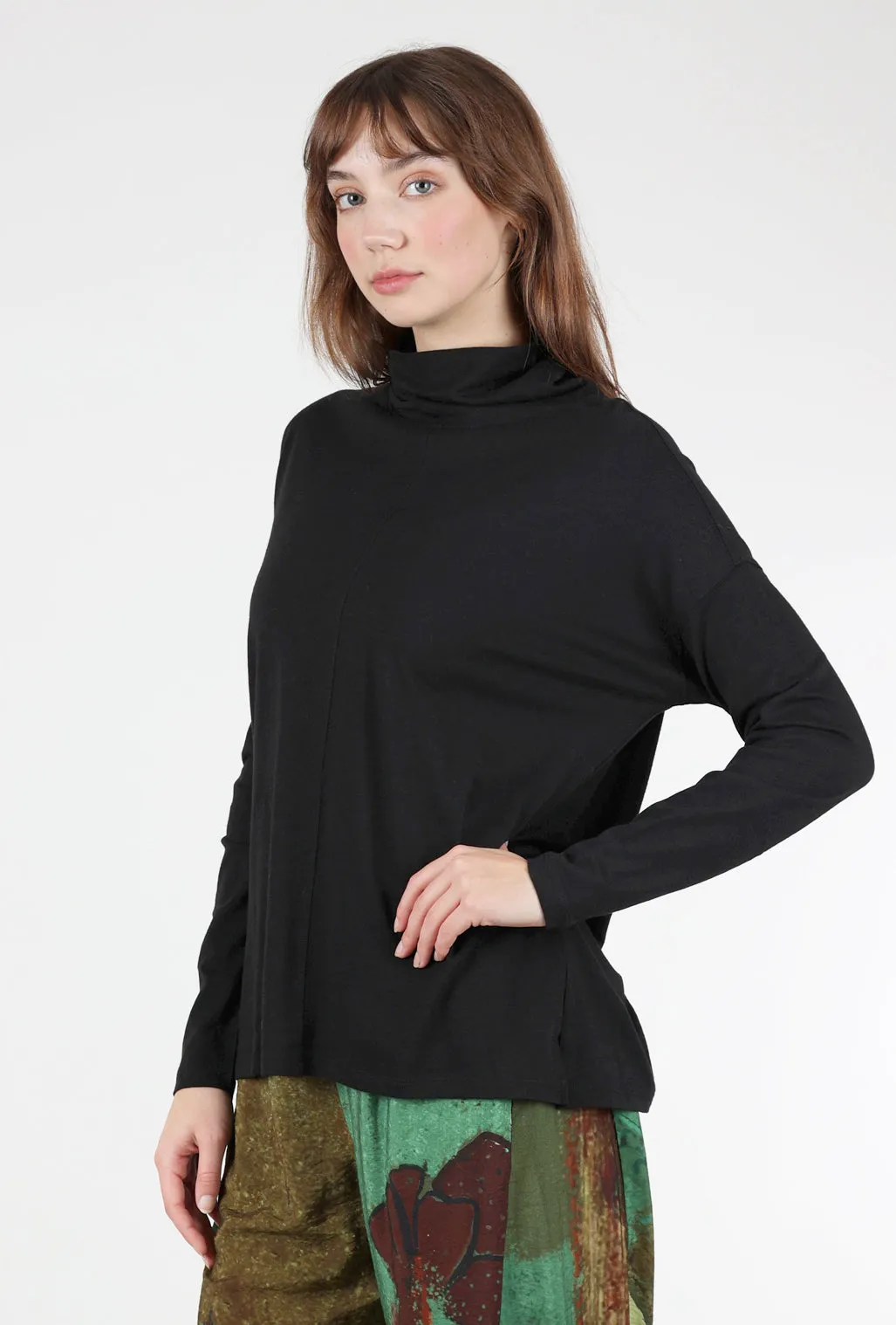 L/S Easy Mock Neck, Black