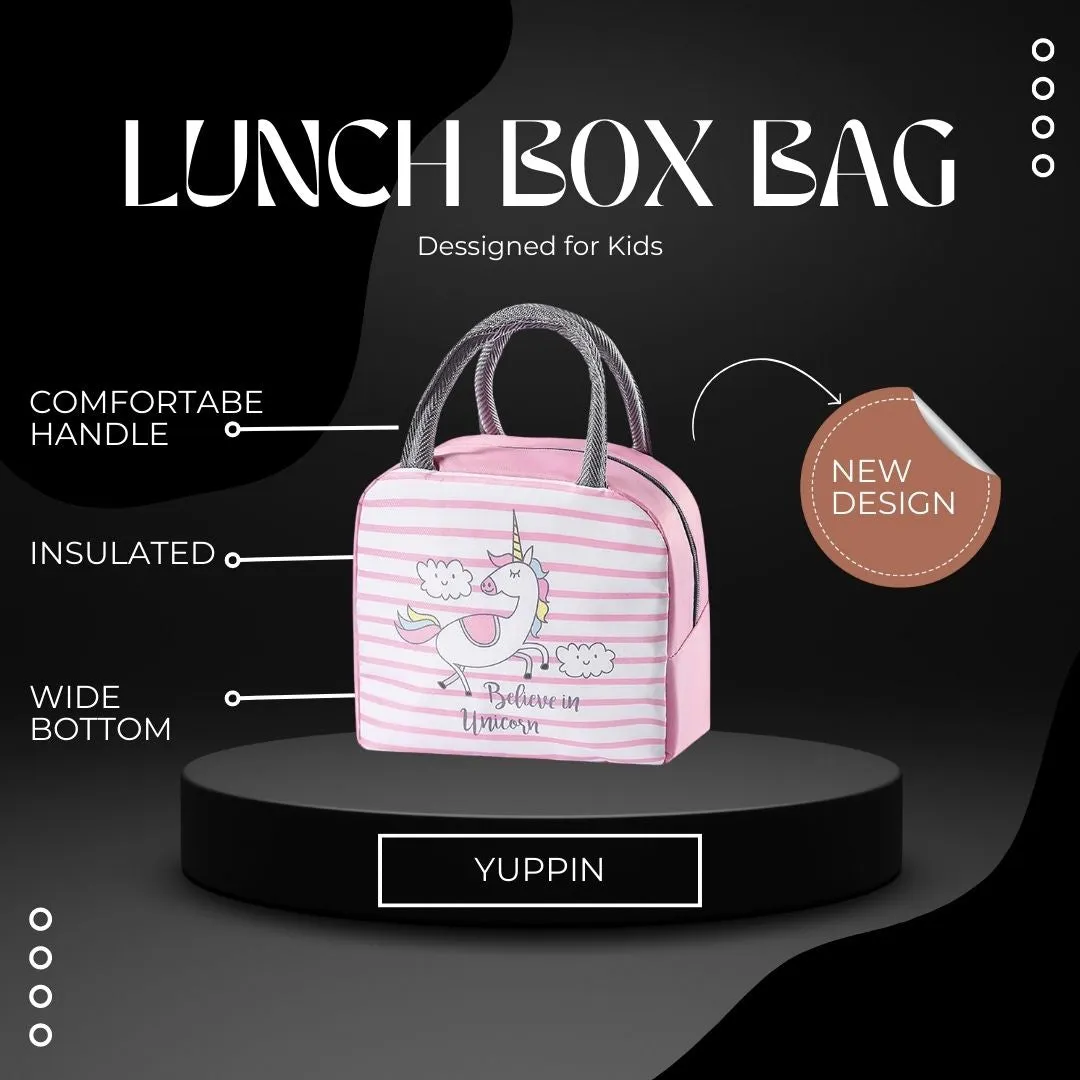 Lunch Box Insulated Bag Soft Leakproof Lunch Bag for Kids Men Women, Durable Thermal Lunch Pail for School Work Office | Fit 6 Cans-Pink Unicorn cloud