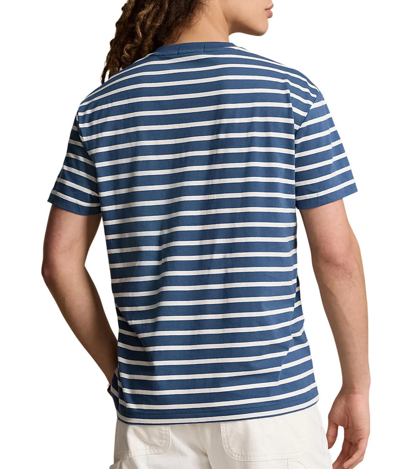 Men's Classic Fit Striped Jersey T-Shirt Clancy Blue/Nevis