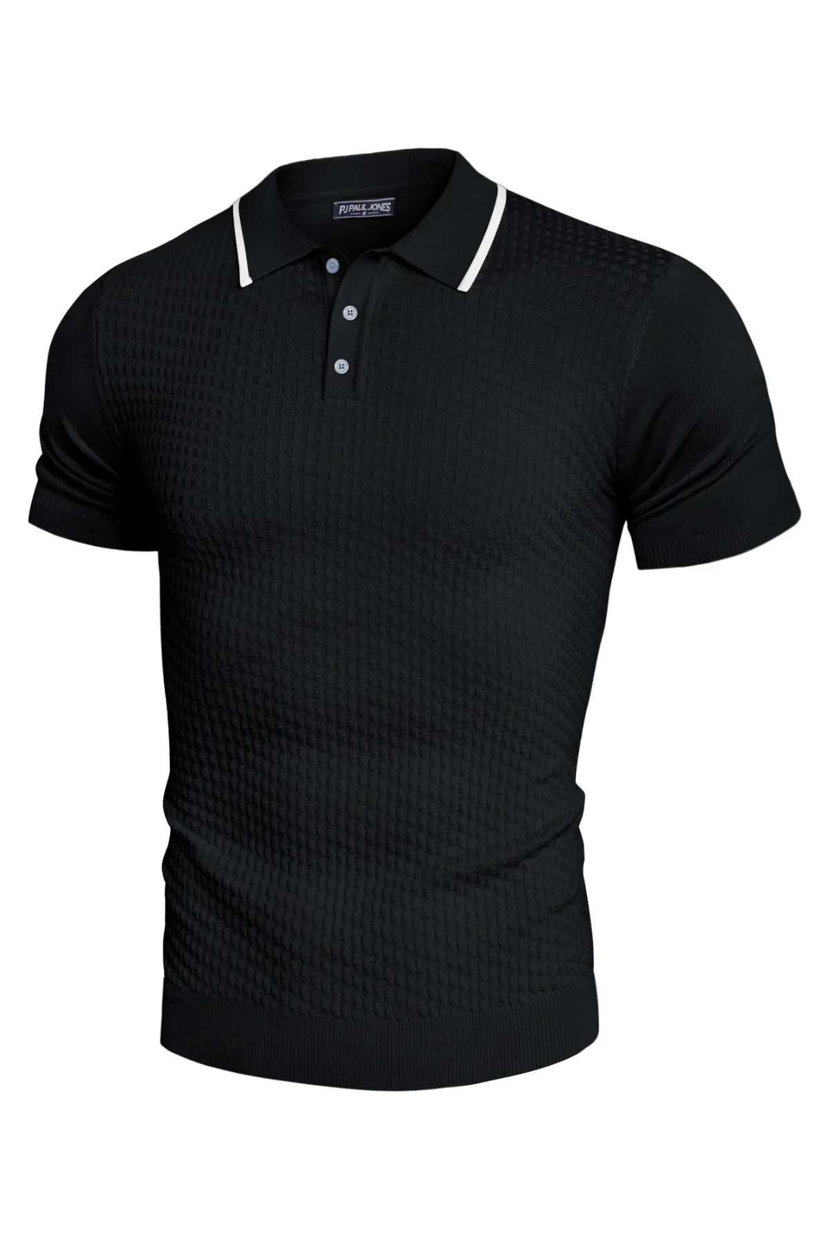 Men's Short Sleeve Knit Polo Shirts Waffle Texture Knit Shirt