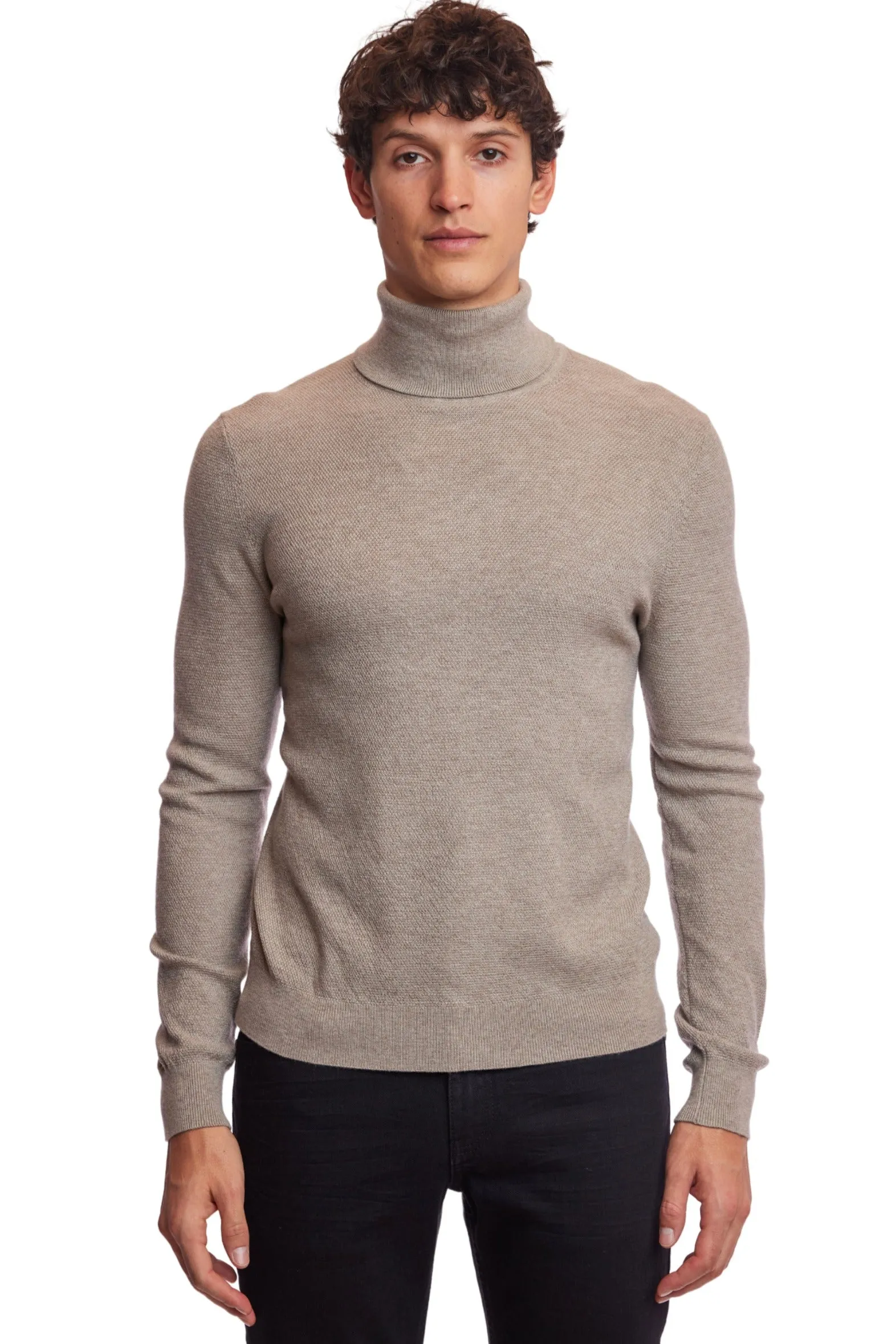 Micro Diamond Turtleneck - Oatmeal Milk