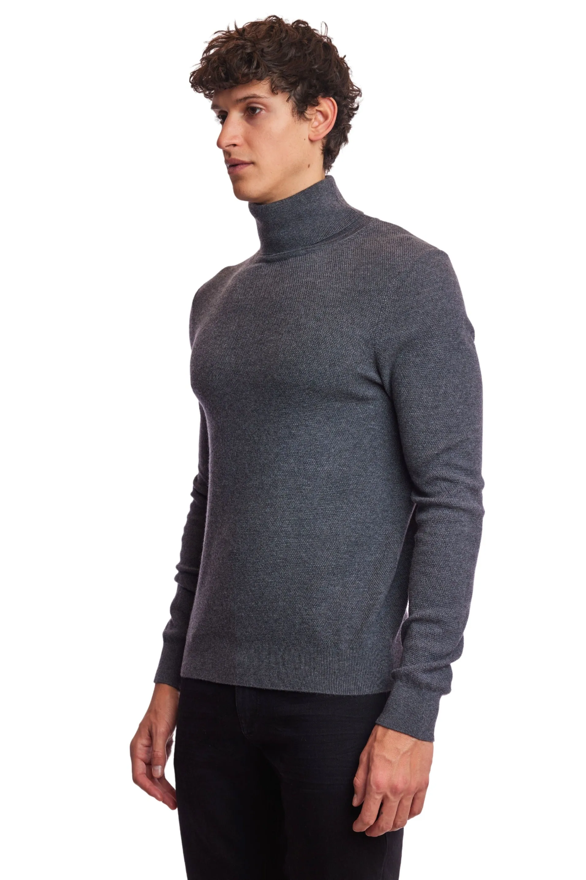 Micro Diamond Turtleneck - Storm