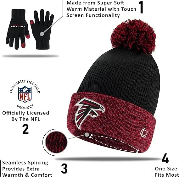 NFL Official Adults Super Soft Winter Beanie Knit Hat with Extra Warm Touch Screen Gloves|New York Jets