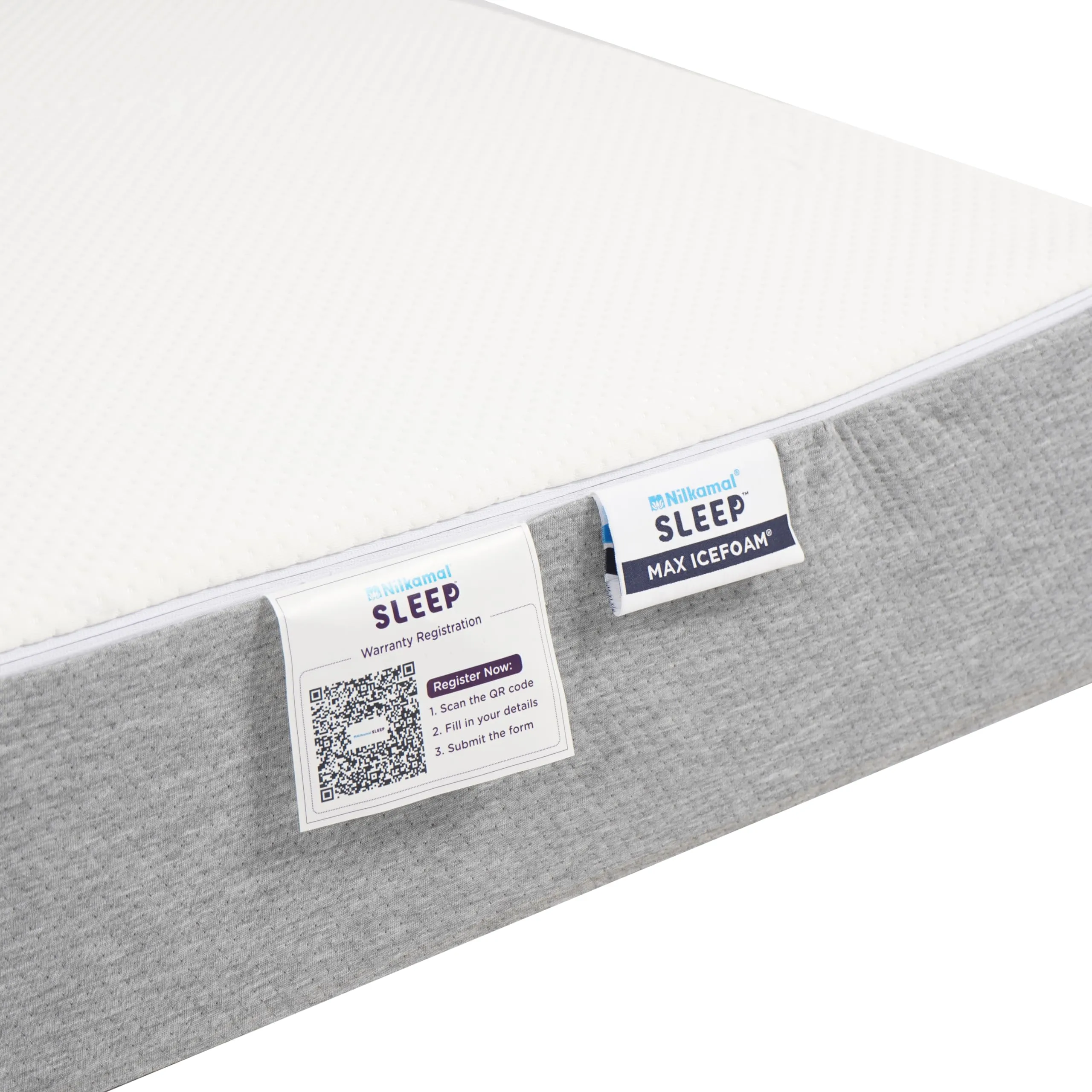 Nilkamal SLEEP Max ICEFOAM™ 10 Inch Triple Layer Orthopaedic Mattress, Ideal for Back and Neck Support with Soft Tencel Cover, King Size Luxury Mattress (78x70x10, Grey & White)