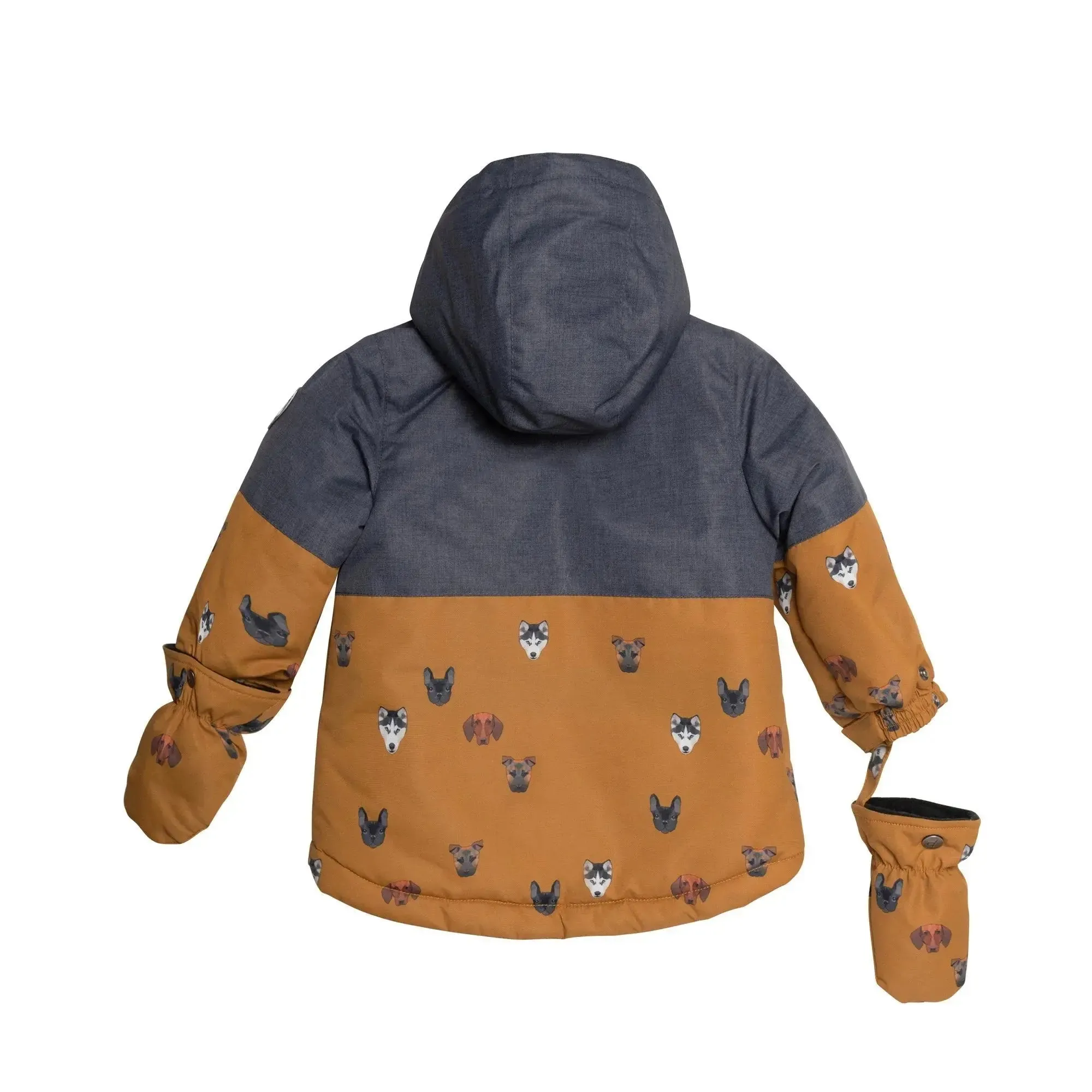 Printed Little Dogs Two Piece Boys Snowsuit Grey And Yellow | DEUX PAR DEUX