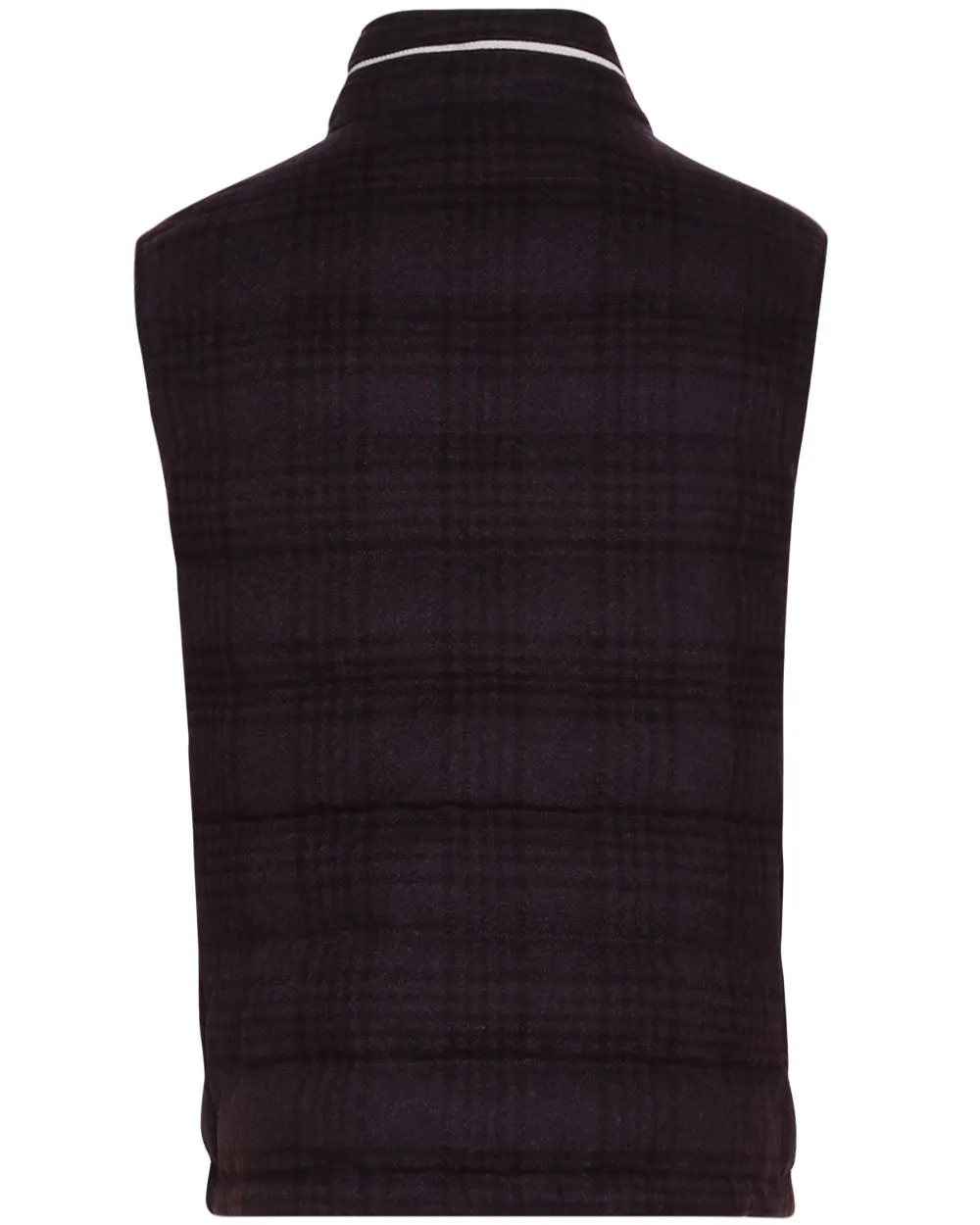 Purple Wool Blend Tonal Plaid Padded Vest