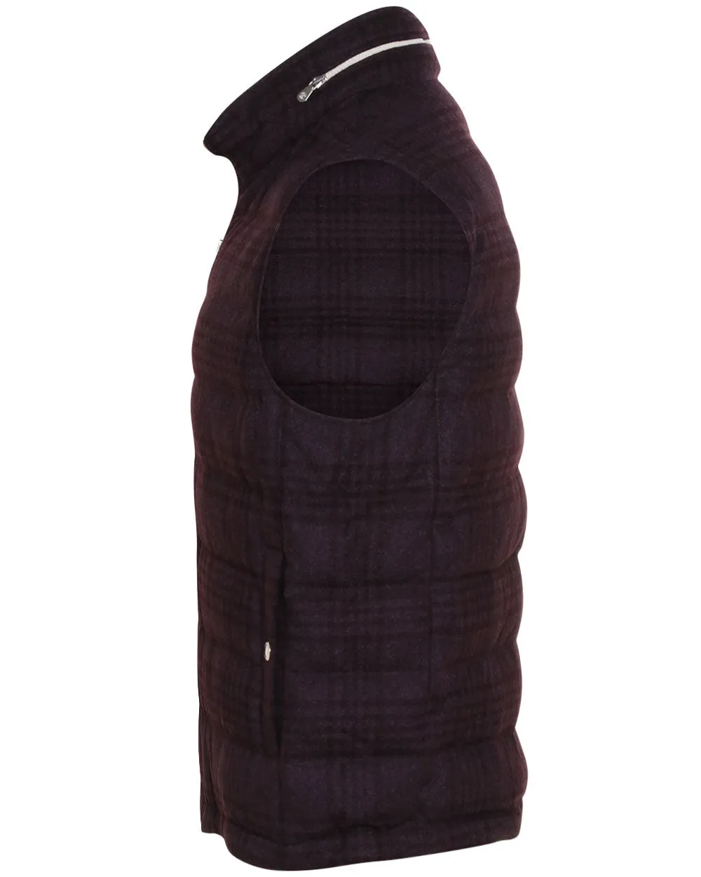 Purple Wool Blend Tonal Plaid Padded Vest