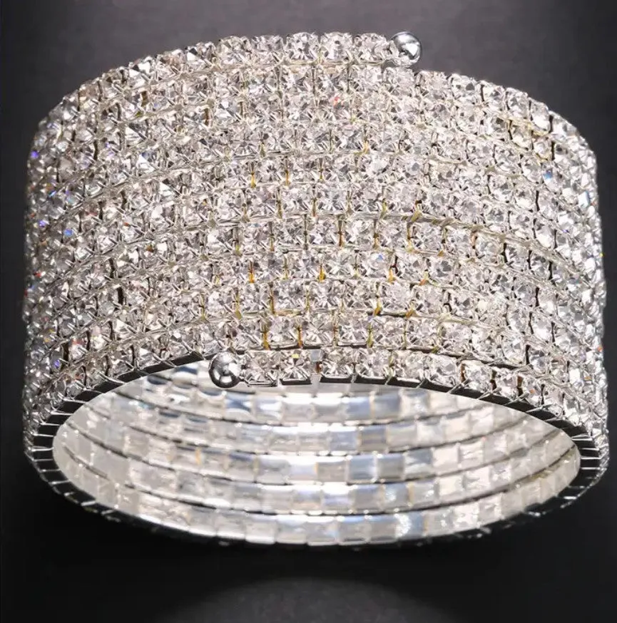 Racquel Ten Rows Wrap Cuff Bracelet | Rhinestone