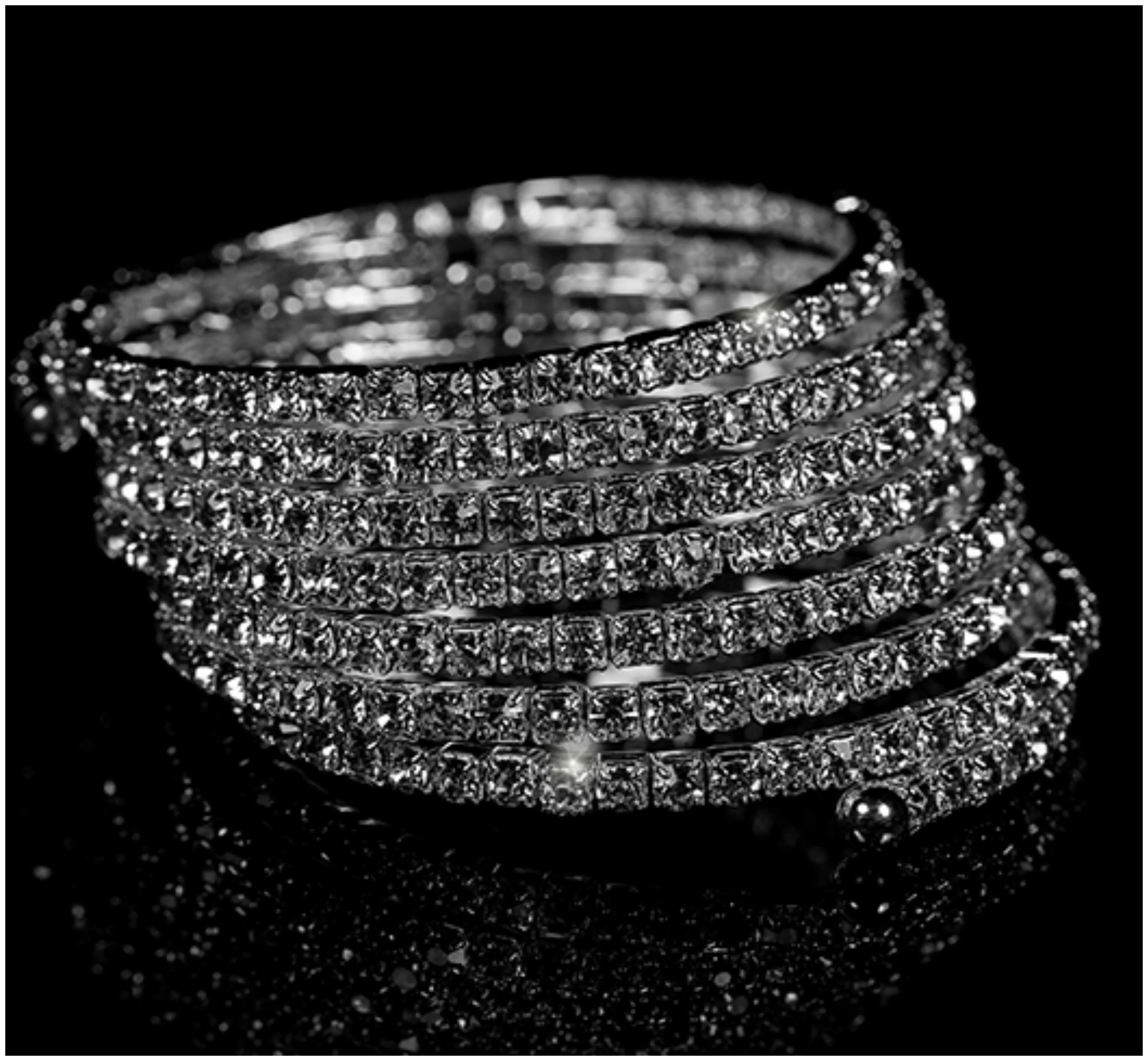 Racquel Ten Rows Wrap Cuff Bracelet | Rhinestone