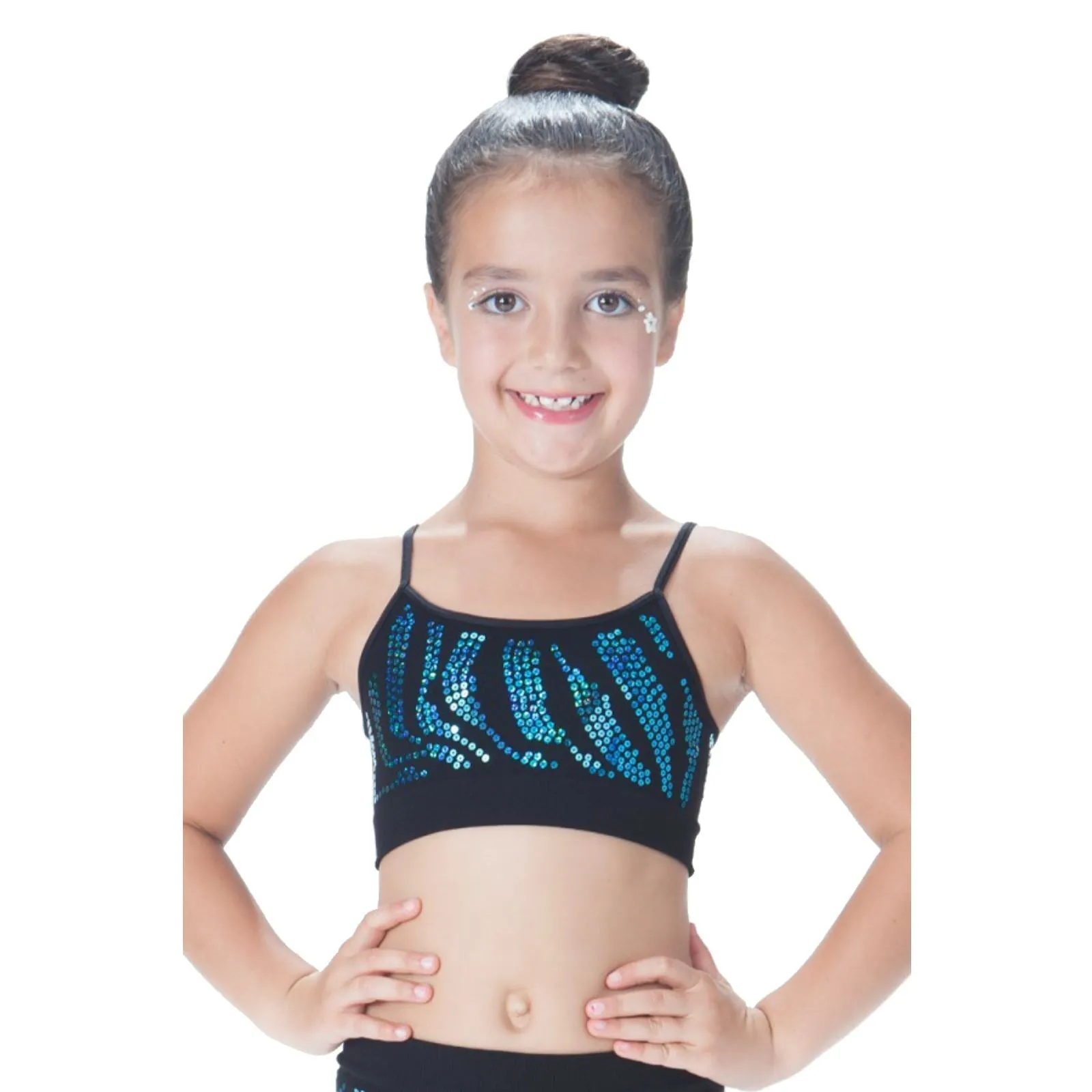 SALE - CHILDS ZEBRA SEQUIN SEAMLESS CAMISOLE CROP TOP